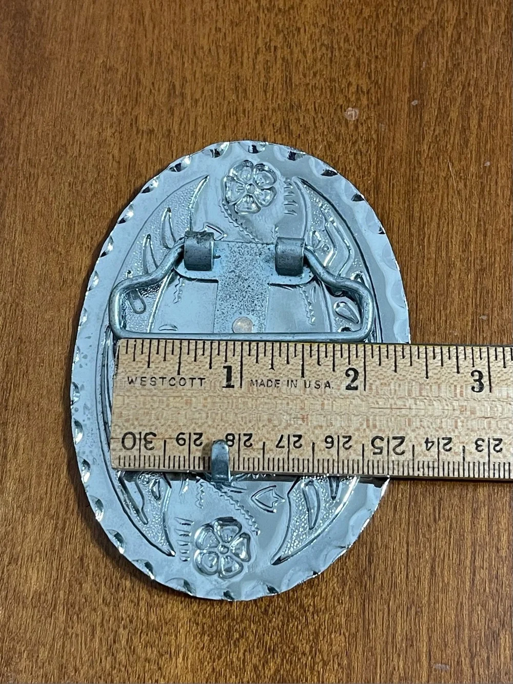 Western Covered Wagon Belt Buckle Oregon Trail Pioneer 2 Tone Silver Lightweight